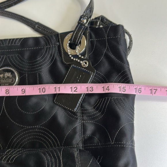 COACH LEATHERWEAR BLACK NYLON WITH SILVER ACCENTS TOTE HANDBAG - Picture 14 of 16